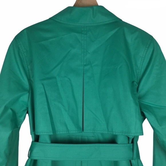 LONDON FOG Trench Coat Classic Gingham Lining Green Navy Petite Plus Size 14P - Picture 7 of 10